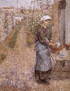 Camille Pissarro woman washing dishes oil painting